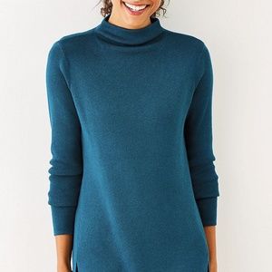 J JILL PRUSSIAN BLUE MACKENZIE MOCK NECK PULLOVER